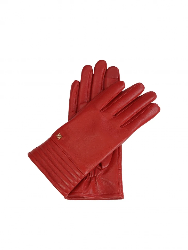 kazar Red gloves in smooth leather with striking quilting