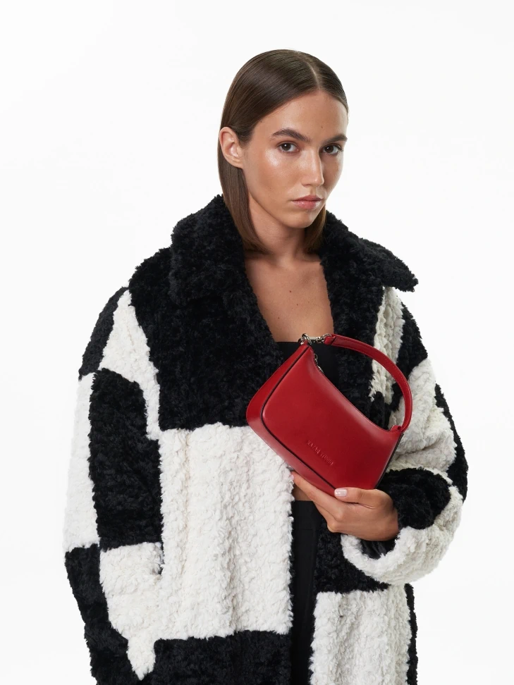 Kazar Red Grain Leather Bag For Carrying By The Handle