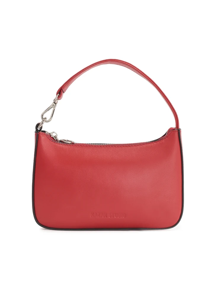 kazar Red grain leather bag for carrying by the handle