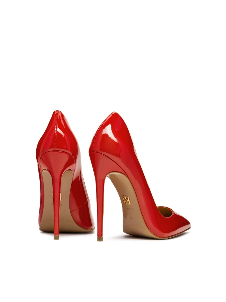 Kazar Red Patent Leather Stilettos With Pointy Toes