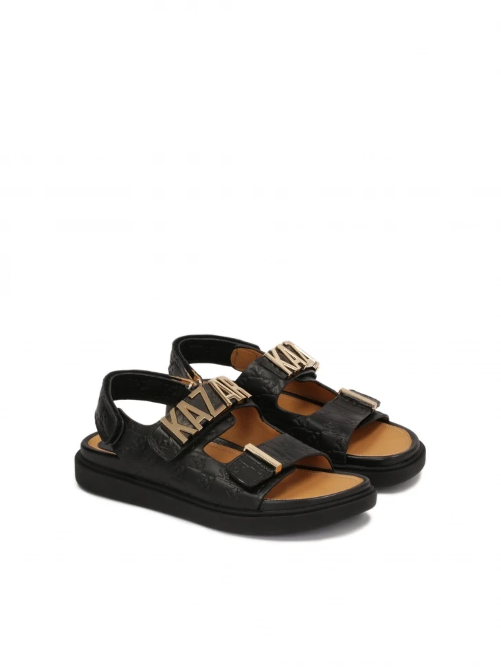 Kazar Sandals Decorated With Metal Lettering And Embossing