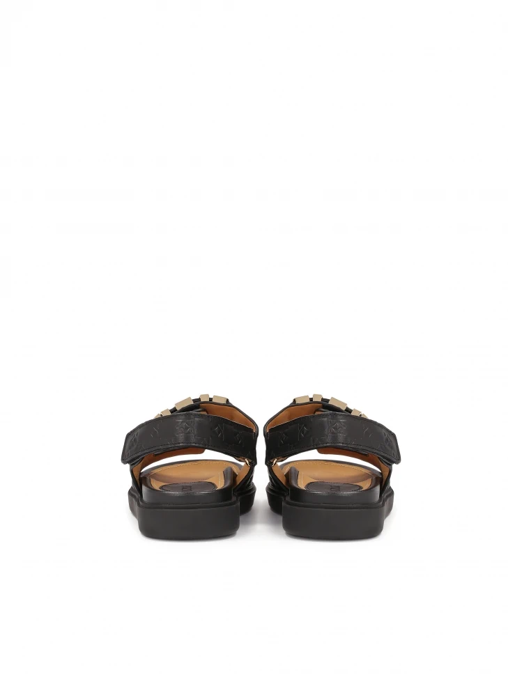 Kazar Sandals Decorated With Metal Lettering And Embossing