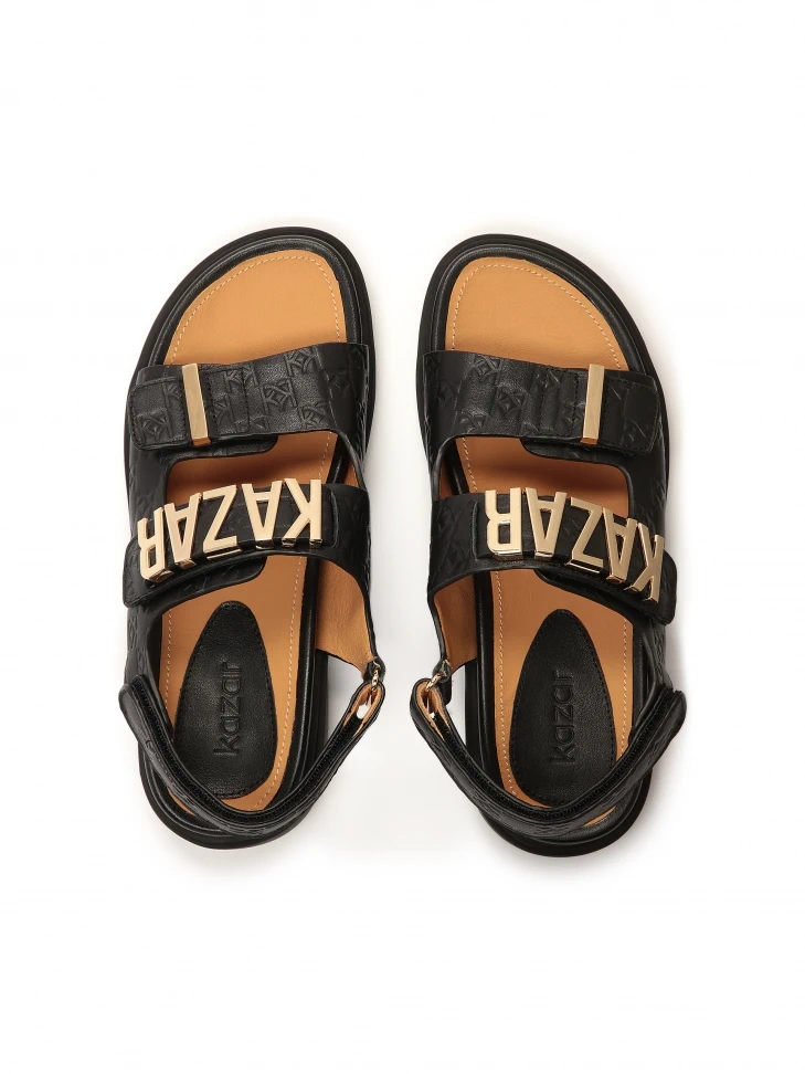 Kazar Sandals Decorated With Metal Lettering And Embossing