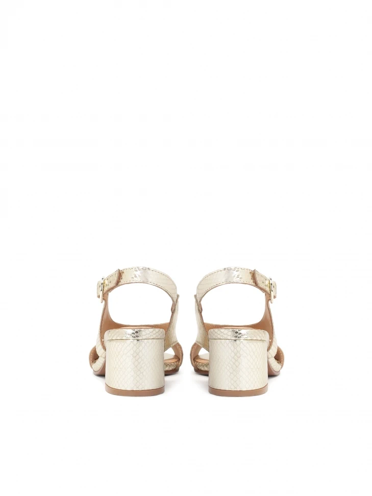 Kazar Sandals On A Wide Heel Made Of Embossed Leather