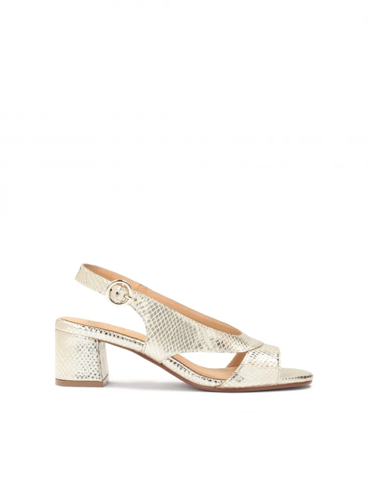 kazar Sandals on a wide heel made of embossed leather