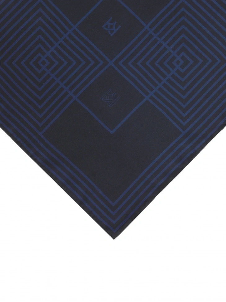 Kazar Silk Pocket Square With Squares And Monograms By KAZAR