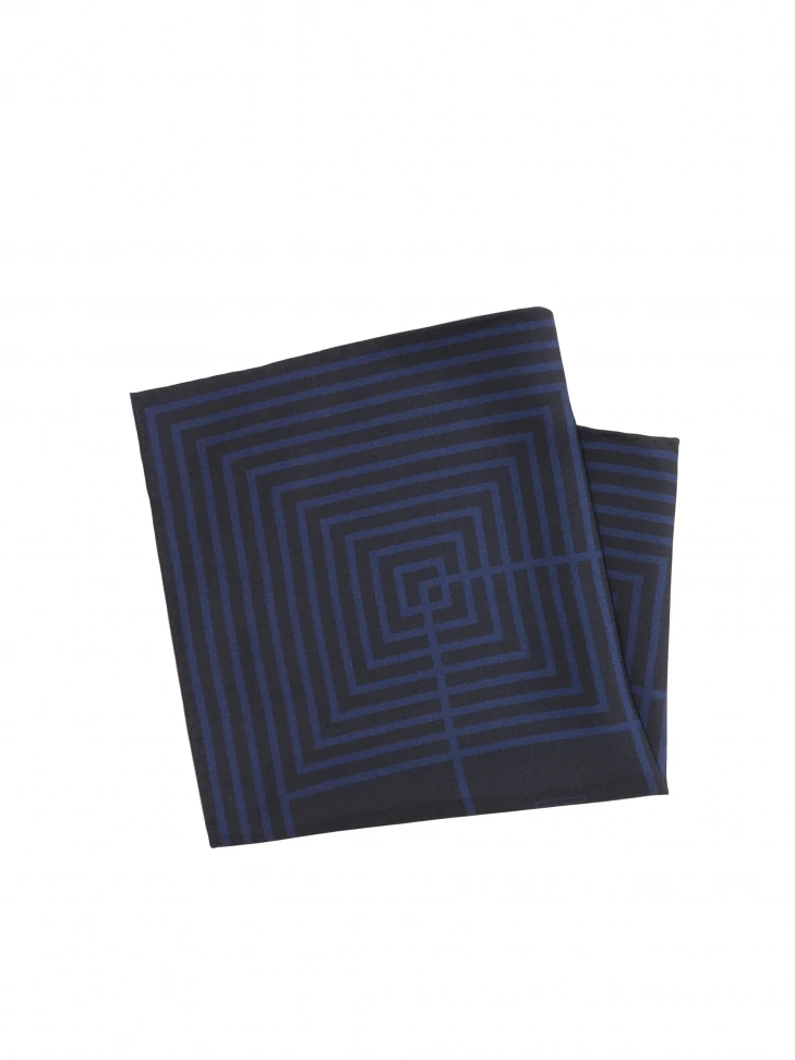 kazar Silk pocket square with squares and monograms by KAZAR