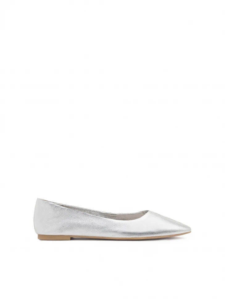 kazar Silver ballerinas with stitching on the upper