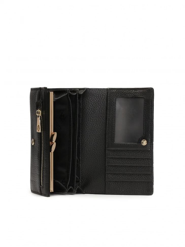 Kazar Sleek Black Wallet With Quilting And Rhinestones