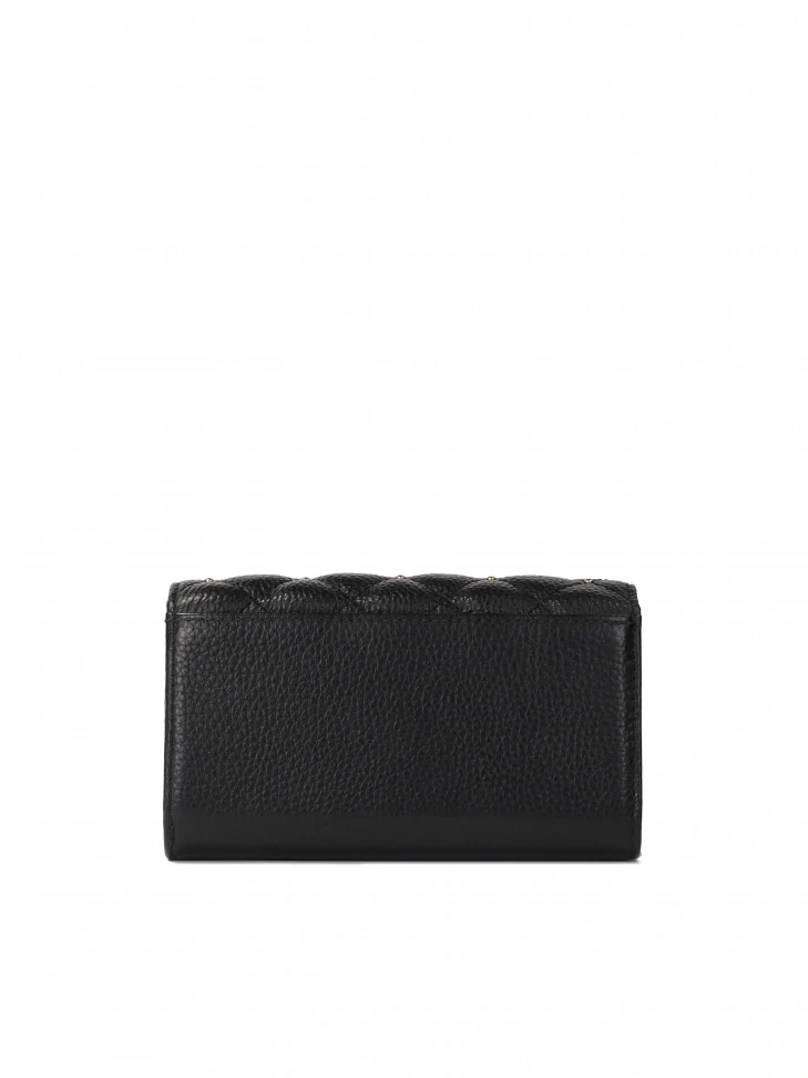 Kazar Sleek Black Wallet With Quilting And Rhinestones