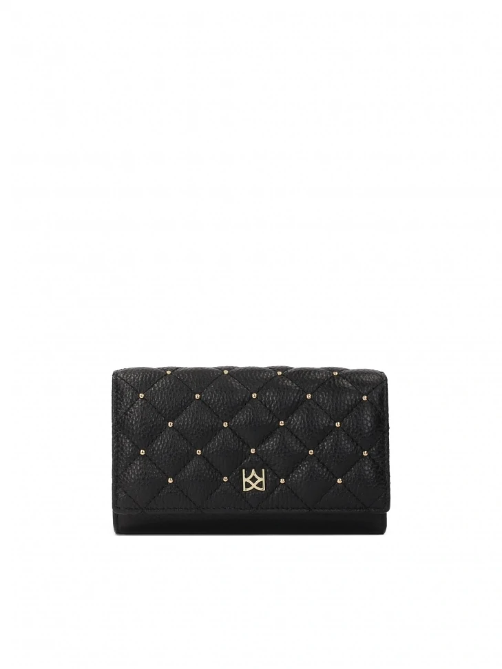 kazar Sleek black wallet with quilting and rhinestones