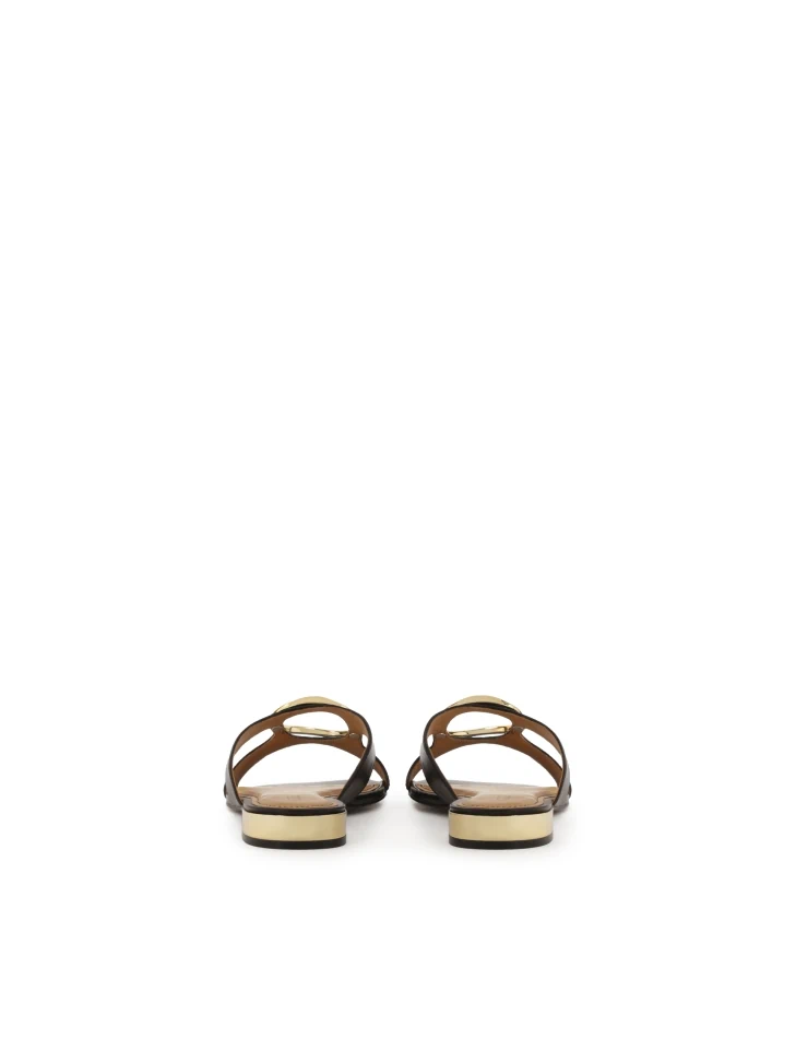 Kazar Slides With Gold Heel And Large Embellishment