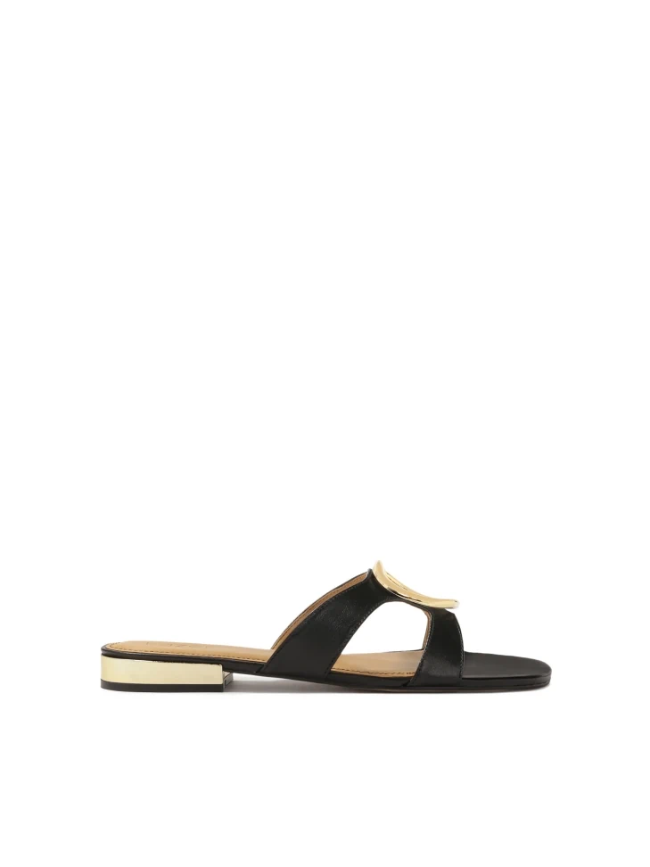 kazar Slides with gold heel and large embellishment