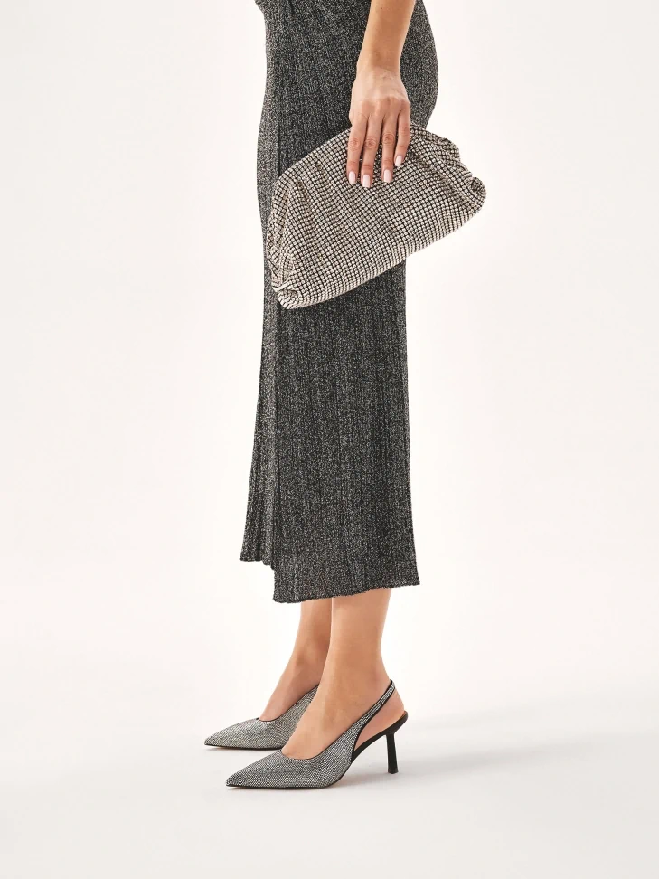 Kazar Slingback Pumps Embellished With Silver Crystals