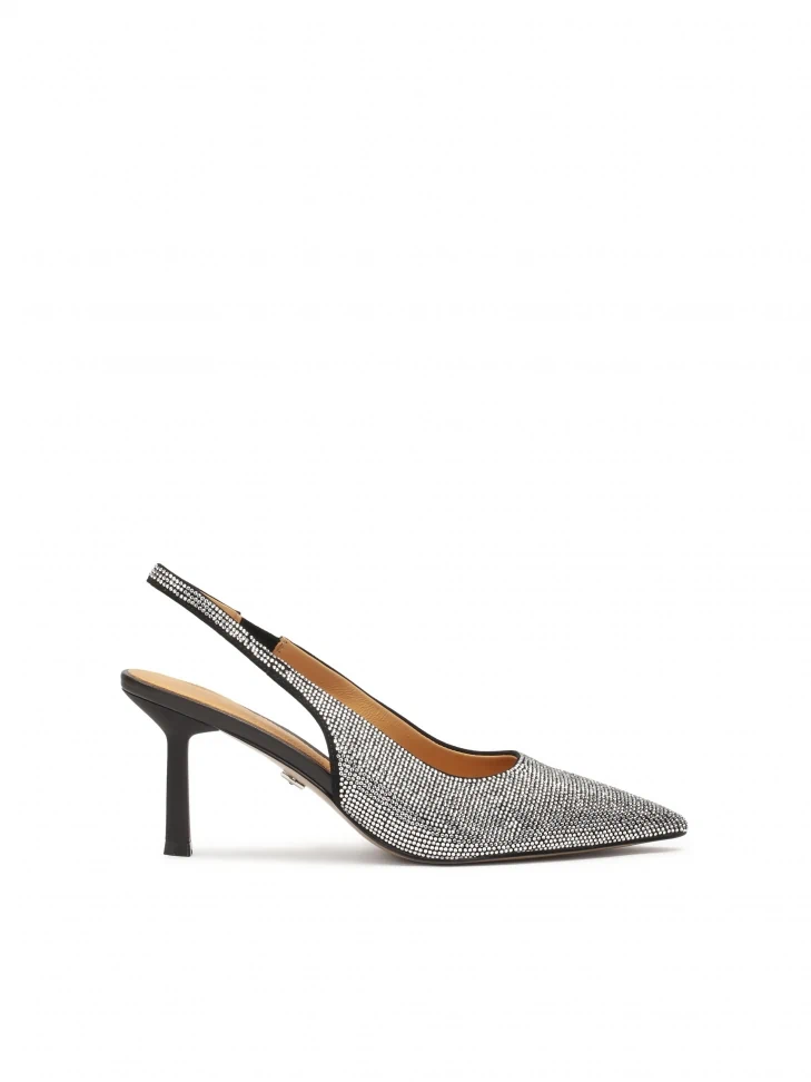 kazar Slingback pumps embellished with silver crystals