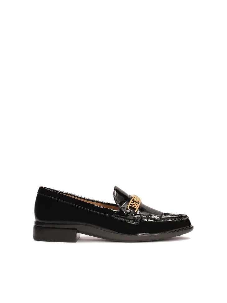 kazar Slip-on black loafers with metal embellishment and tassels