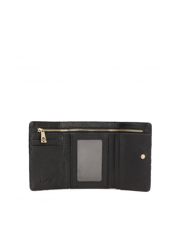 Kazar Small Black Wallet In Patent Embossed Leather