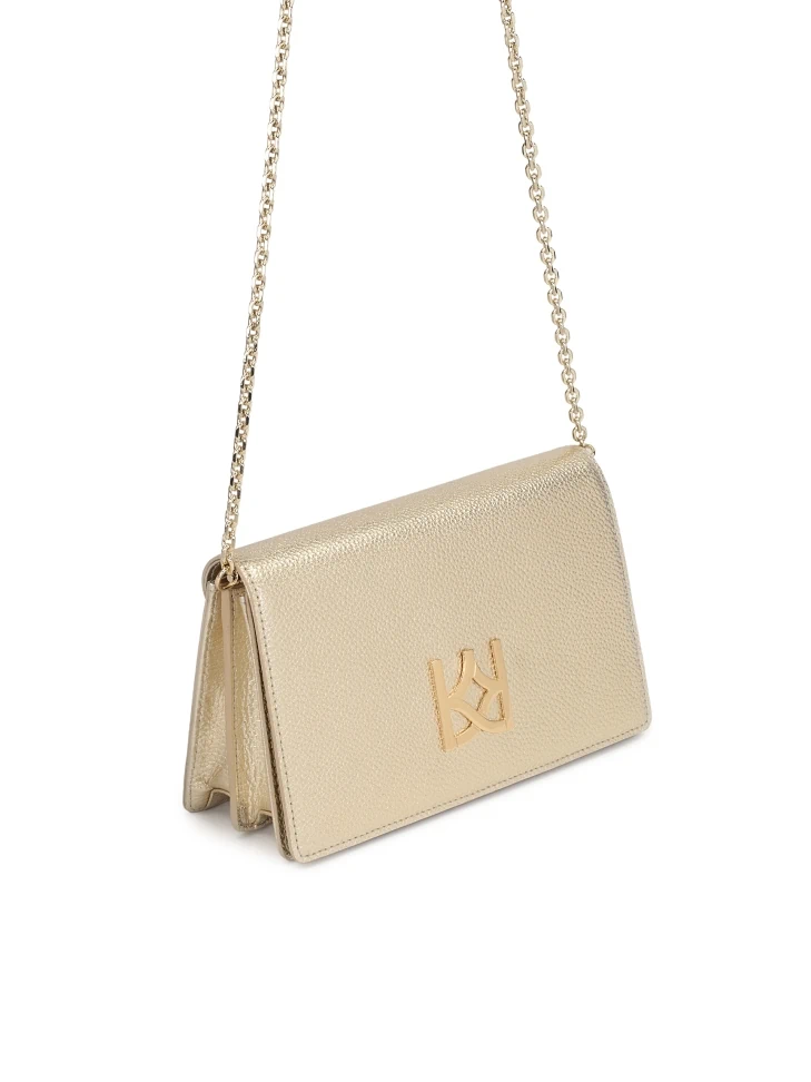 Kazar Small Golden Bag On A Chain With A Large Monogram