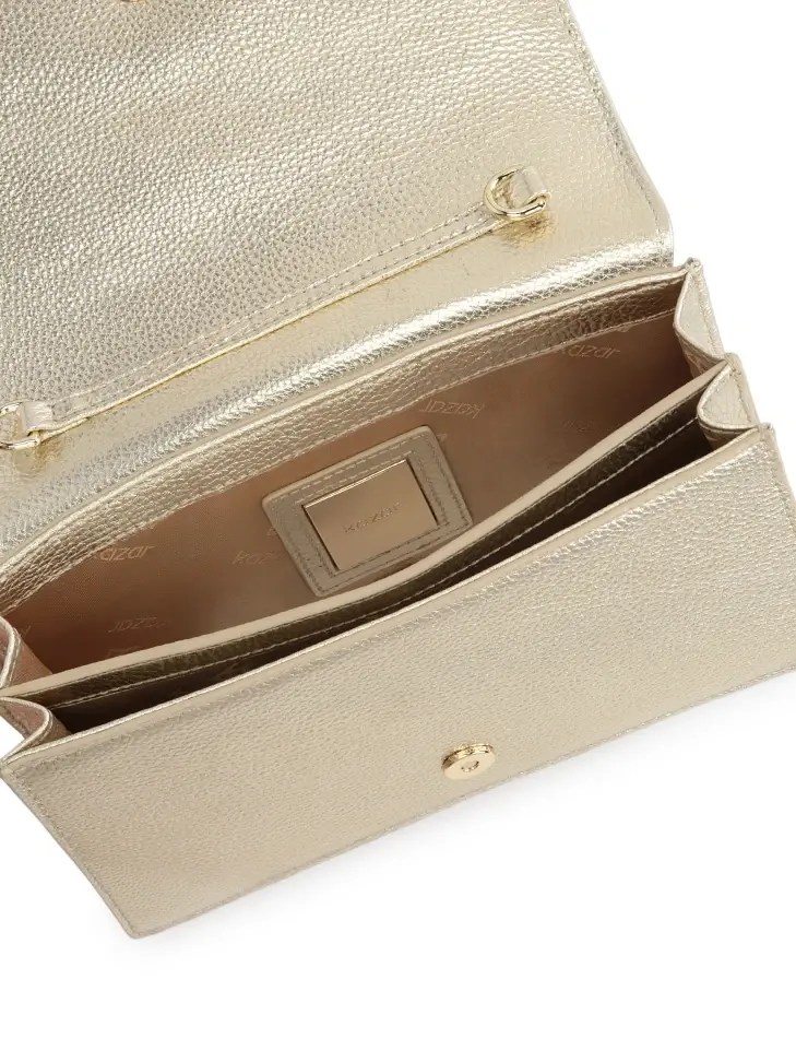 Kazar Small Golden Bag On A Chain With A Large Monogram