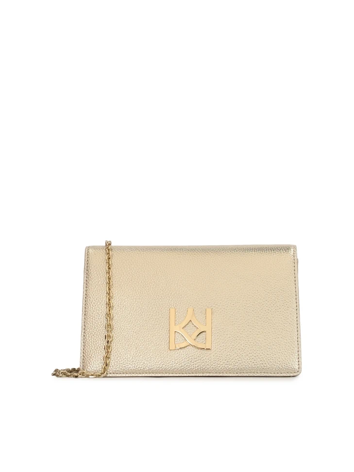 kazar Small golden bag on a chain with a large monogram