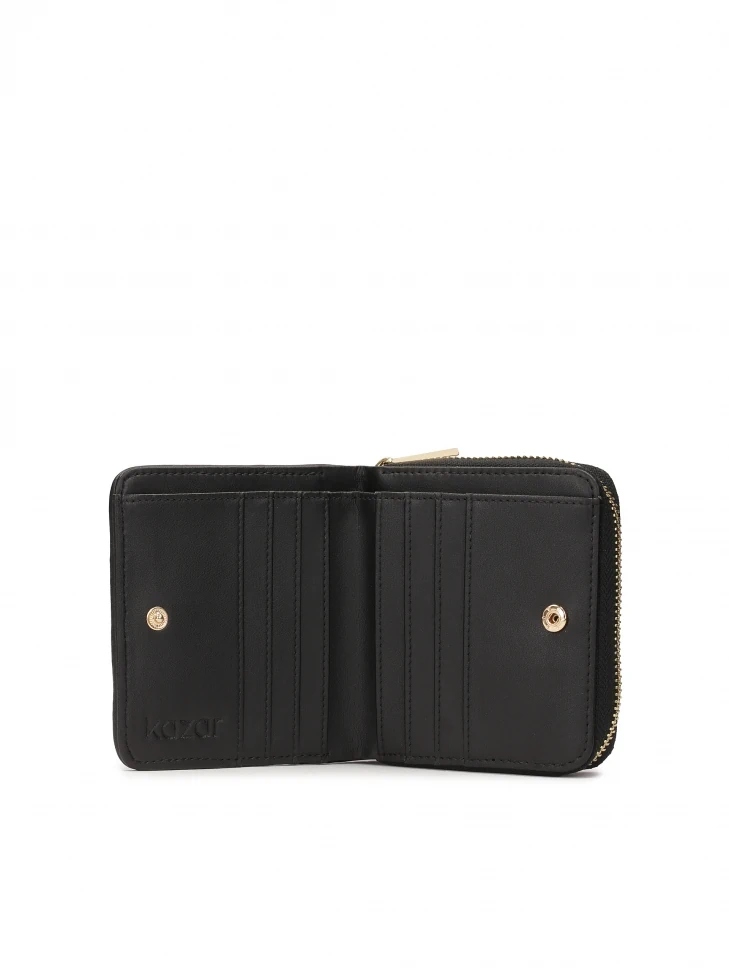 Kazar Small Quilted Leather Wallet With Fold-over Flaps