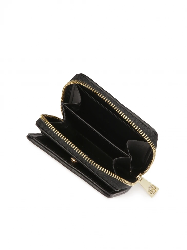 Kazar Small Quilted Leather Wallet With Fold-over Flaps