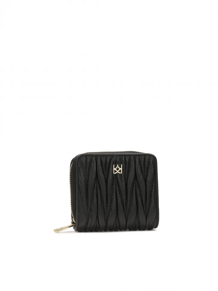 Kazar Small Quilted Leather Wallet With Fold-over Flaps