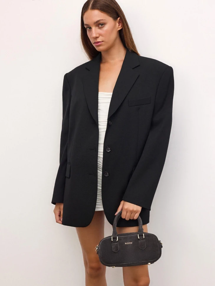 Kazar Small Suede Bowling Bag With Detachable Strap