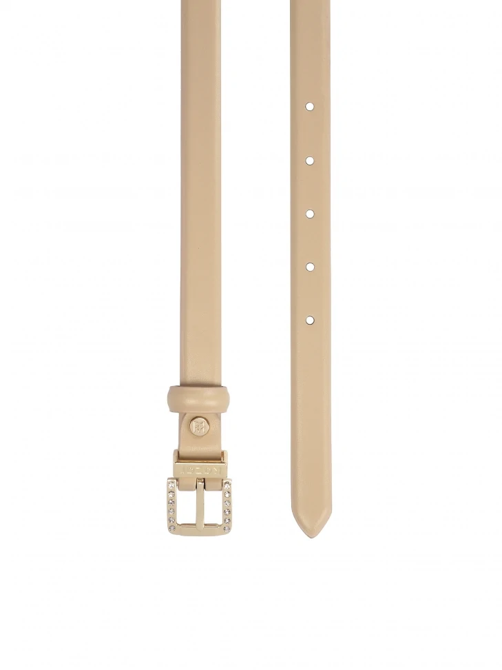 Kazar Smooth Beige Belt Decorated With A Buckle With Crystals