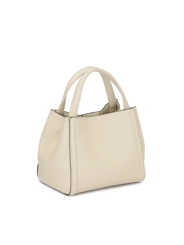 Kazar Soft Cream Handbag With Monogram Embossed Strap