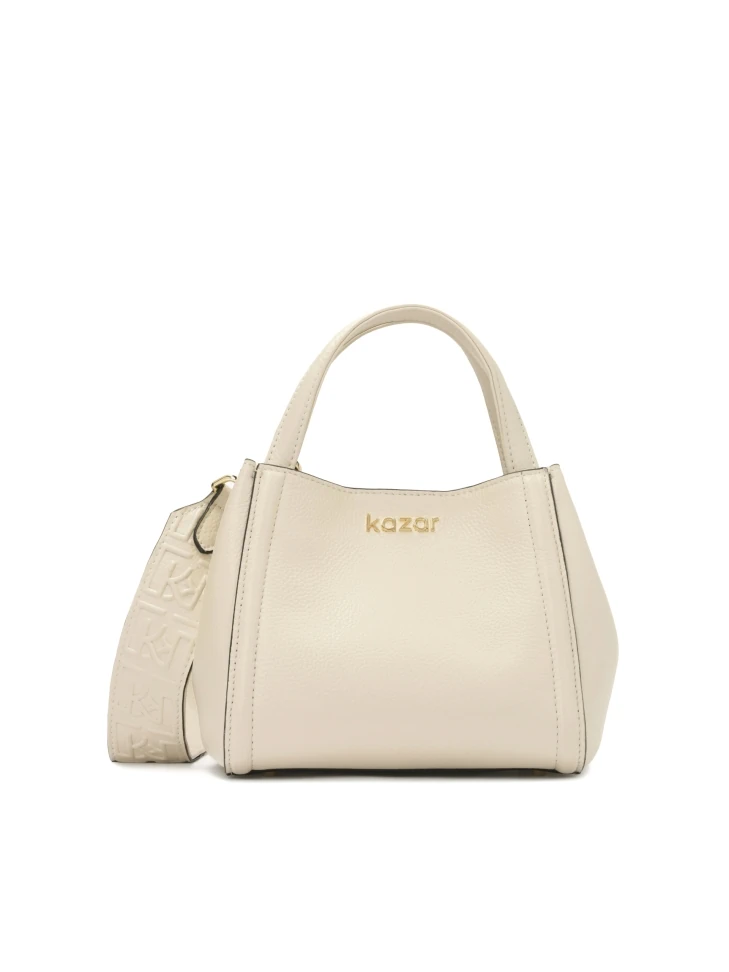 kazar Soft cream handbag with monogram embossed strap