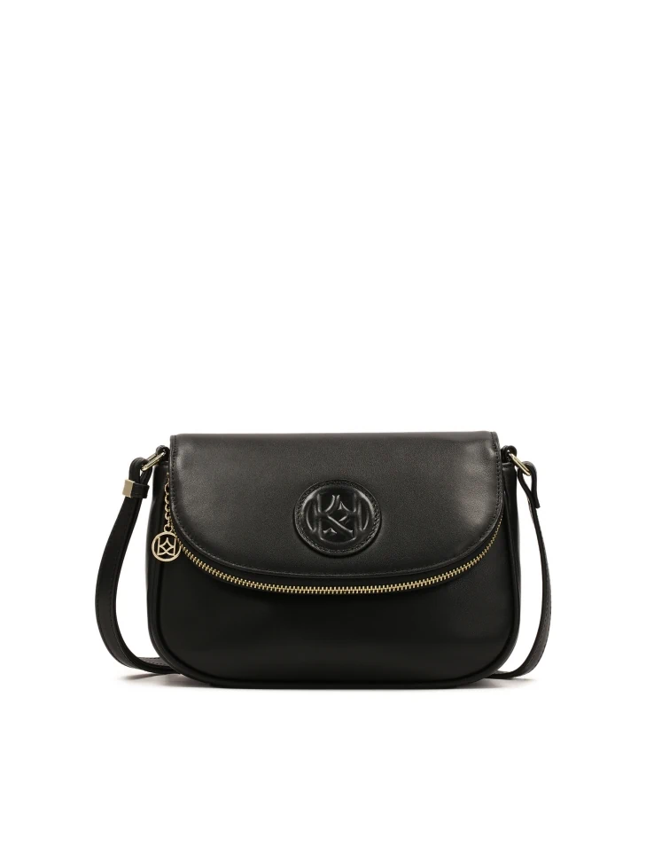 kazar Stiffened black handbag with adjustable strap