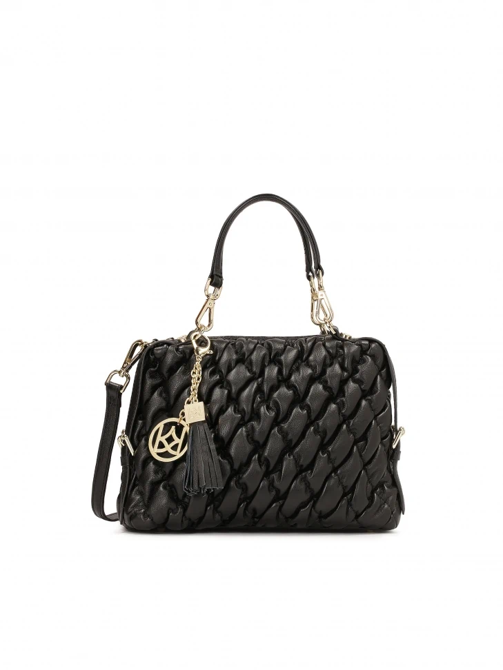 kazar Stylish black handbag with fashionable quilting