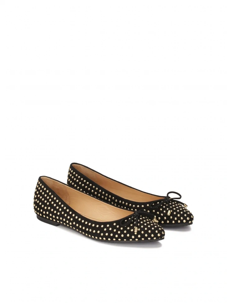 Kazar Suede Ballerinas Decorated With Gold Rhinestones