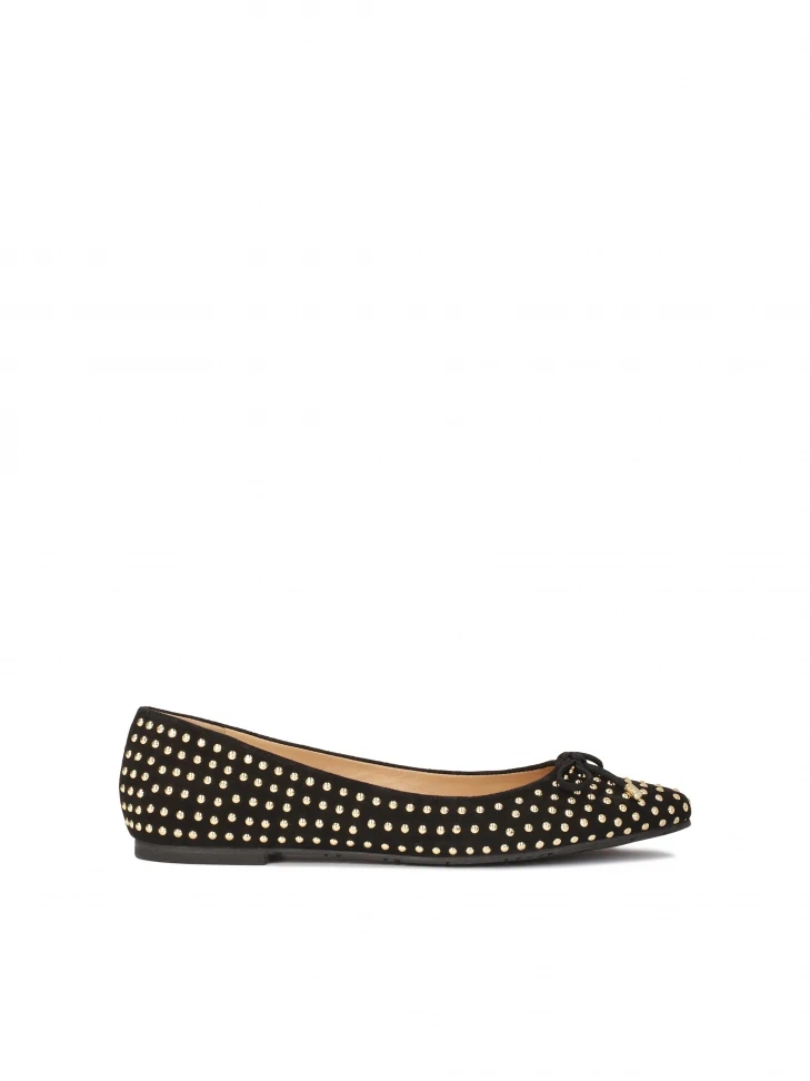 kazar Suede ballerinas decorated with gold rhinestones