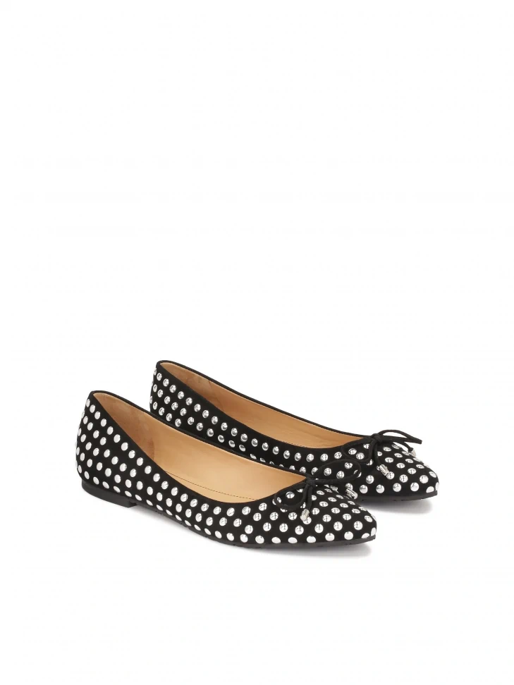 Kazar Suede Ballerinas Decorated With Round Rhinestones