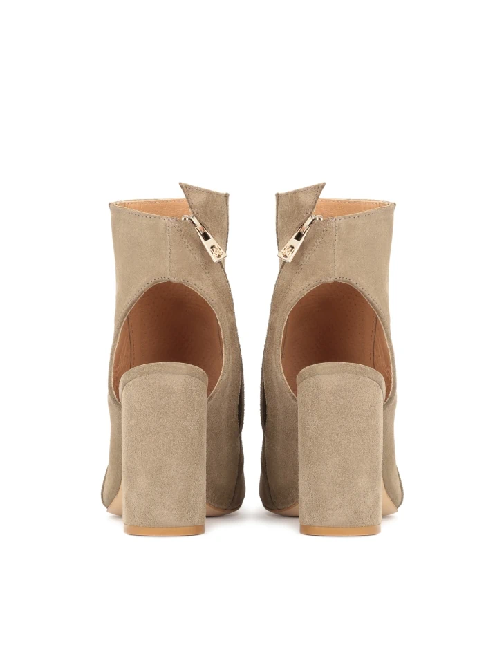 Kazar Suede Peep Toe Booties With An Open Toe And Heel