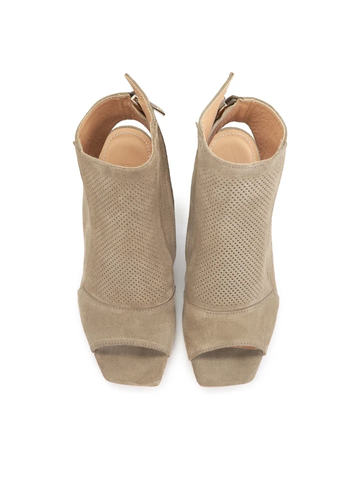 Kazar Suede Peep Toe Booties With An Open Toe And Heel