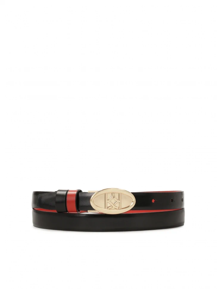 Kazar Two-tone Belt With Half-round Buckle With Monogram