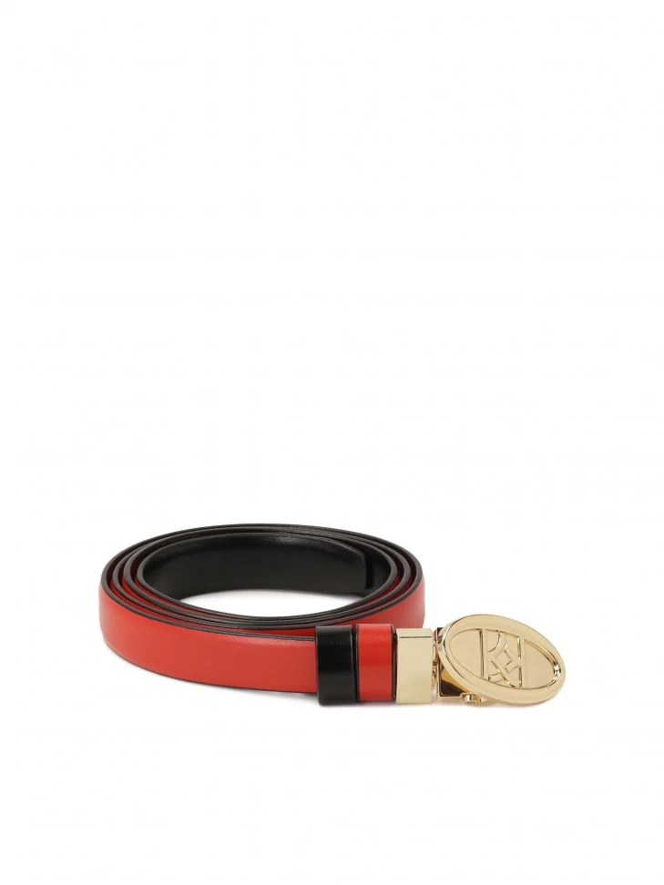 Kazar Two-tone Belt With Half-round Buckle With Monogram
