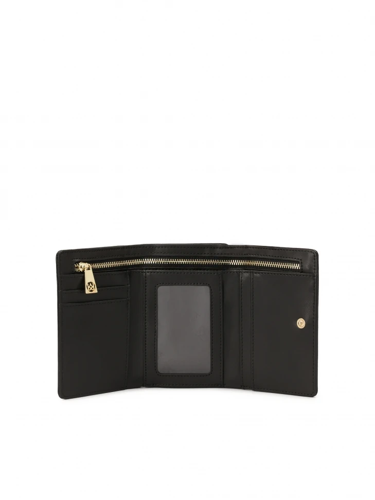Kazar Unfolded Black Wallet With Silver Rhinestones
