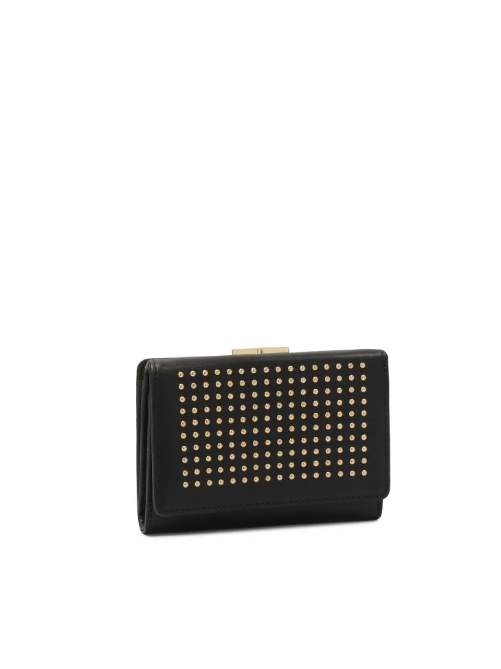 Kazar Unfolded Black Wallet With Silver Rhinestones