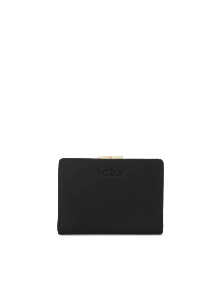 Kazar Unfolded Black Wallet With Silver Rhinestones