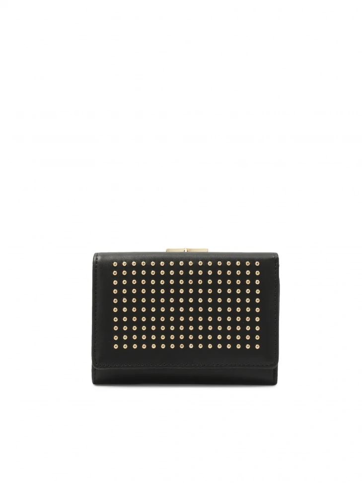 kazar Unfolded black wallet with silver rhinestones