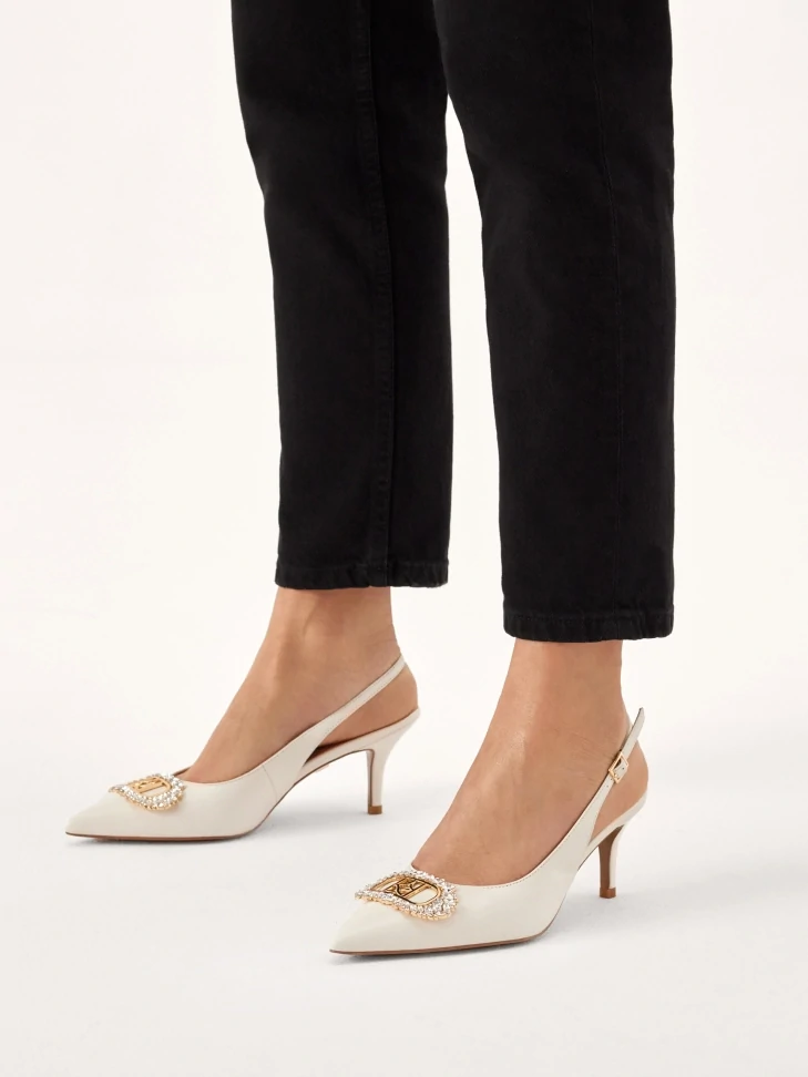 Kazar Wedding Low Stiletto Pumps With Jewelry Embellishment