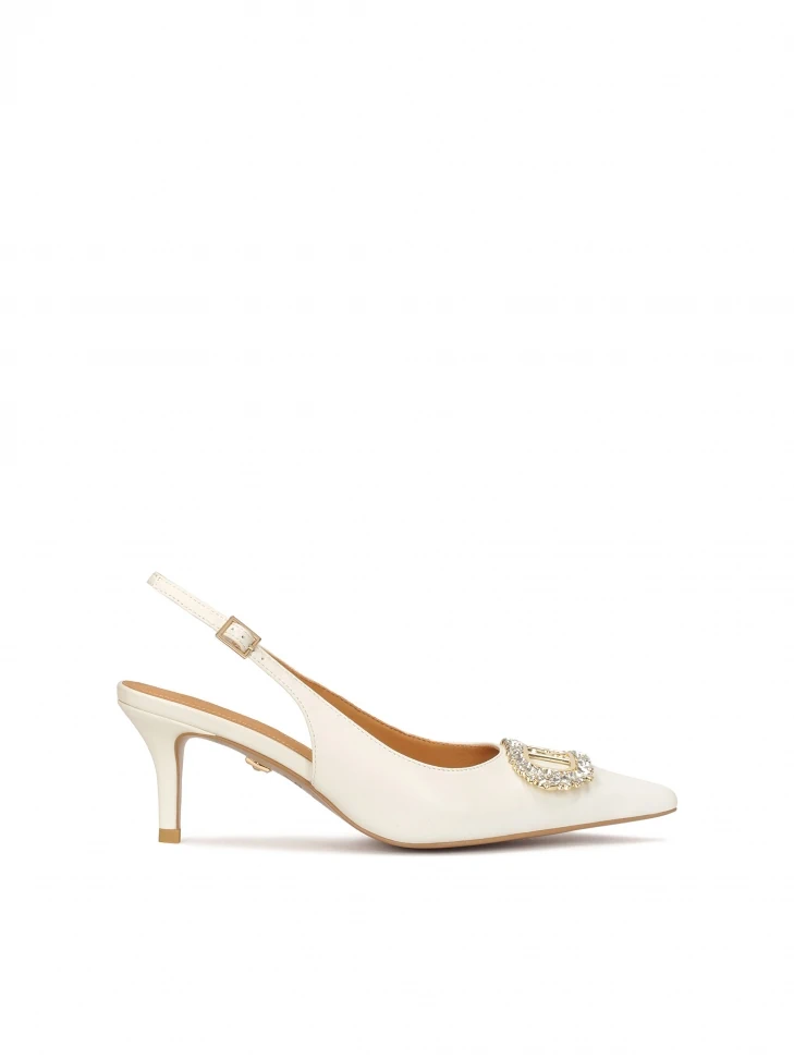 kazar Wedding low stiletto pumps with jewelry embellishment