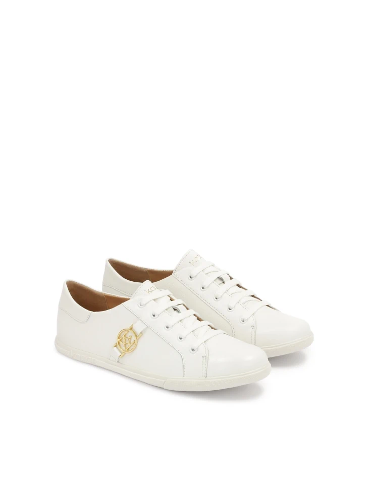 Kazar White Leather Sneakers Decorated With A Monogram