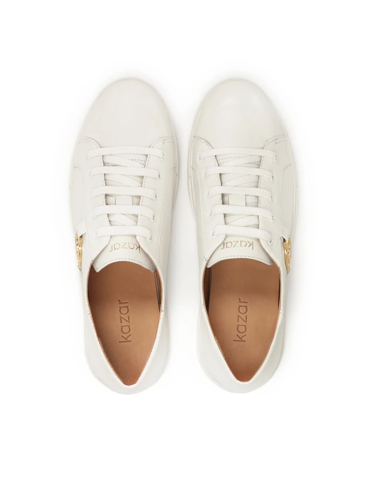 Kazar White Leather Sneakers Decorated With A Monogram