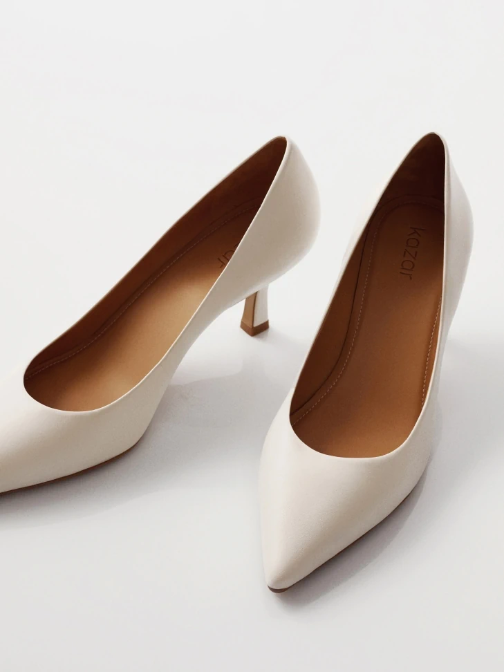 Kazar White Low-heeled Pumps From Wedding Collection