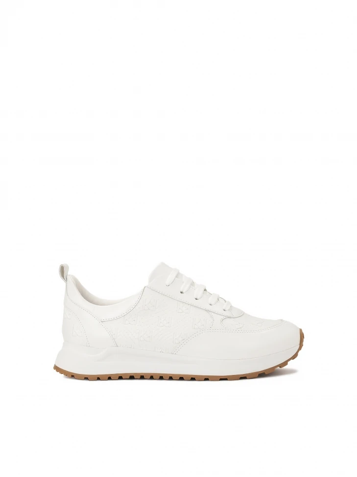 kazar White monogrammed leather combination sneakers